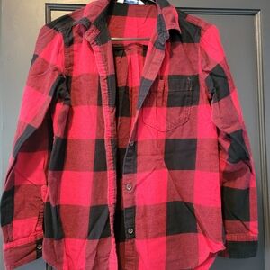Old Navy Kids Red and Black Checkered Button Down Shirt